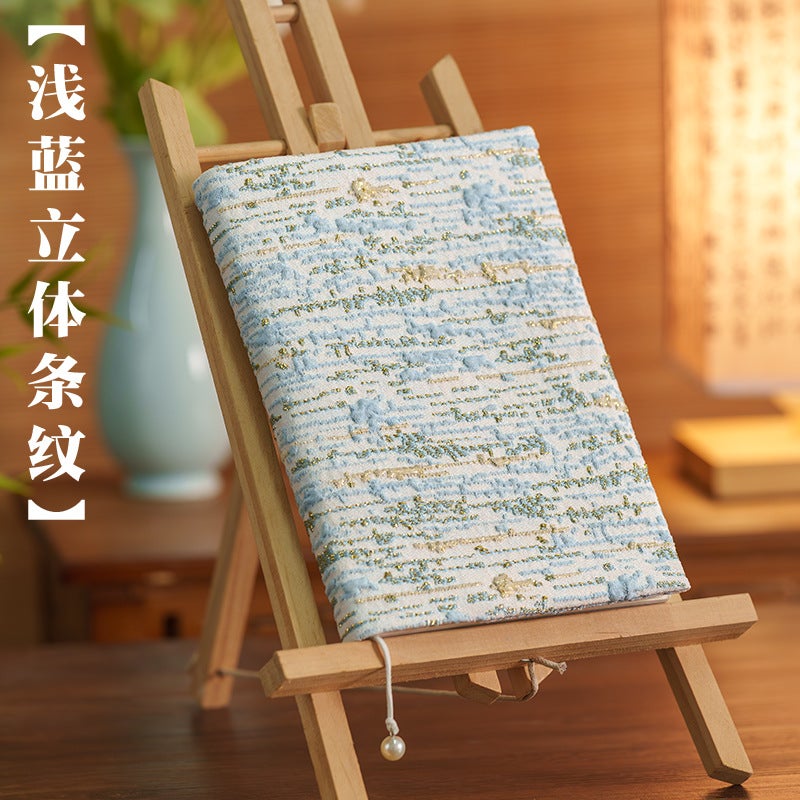 Qian Li Handmade Cloth Book Cover – Dandelion Brocade A5 Notebook Jacket - Image 1
