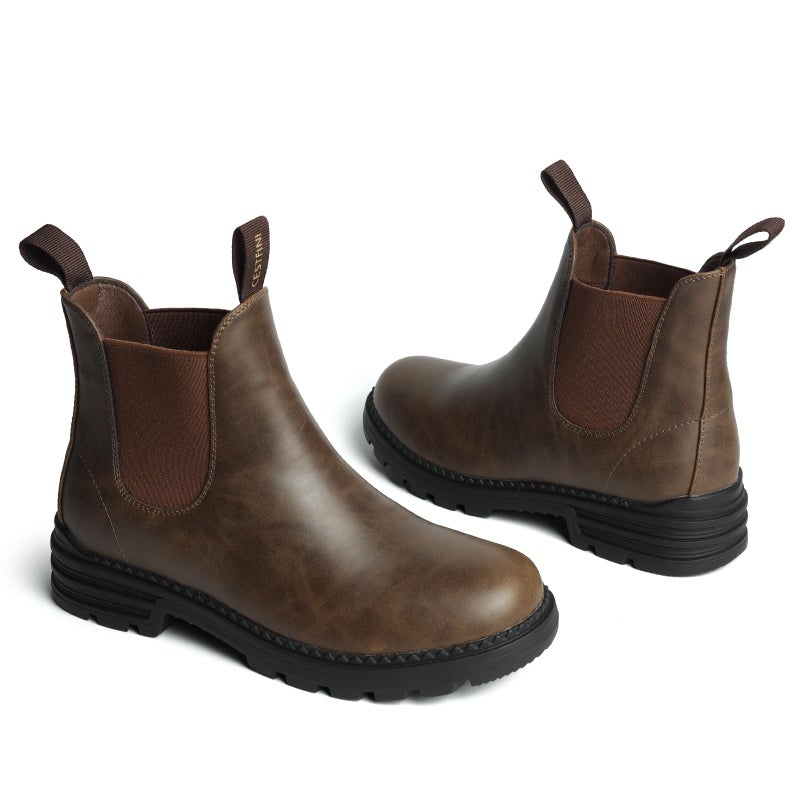Cestfini Womens Slip On Chelsea Boots, Work Hiking Ankle Booties For Women Comfortable and Lightweight 7.5, Brown - Image 5