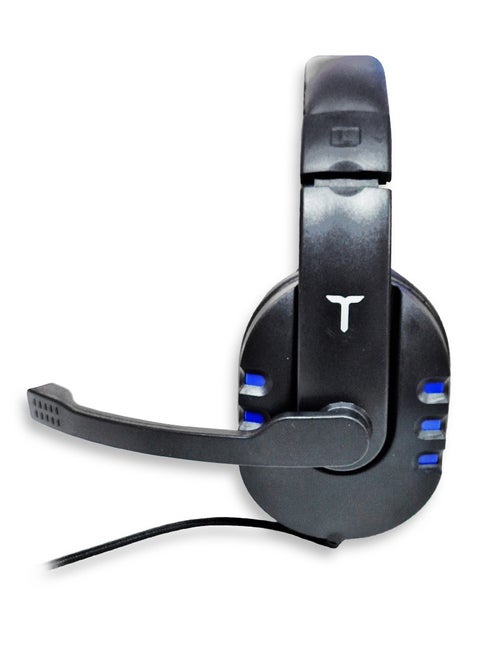 Wired lighting gaming headset V0366 , noise cancelling headphones built-in 3.5mm audio interface with inbuilt microphone sound quality enjoyment, the sound quality is very good, it is soft comfortable and stable to wear - Black