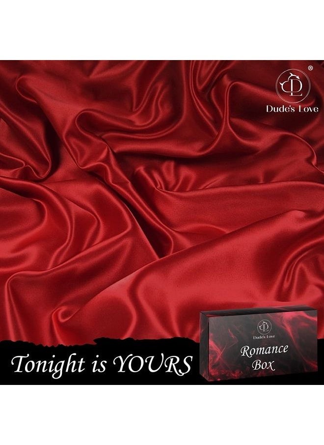 Dude's Love - Romance Box - Honeymoon Kit | Couples Sensual Kit - Intimate Gift | All Organic Edible Massage Oils, Edible Lip Balm, Edible Water-Based Glide Gel & Blind Fold | Fun Travel Kits for Lovers - Image 1