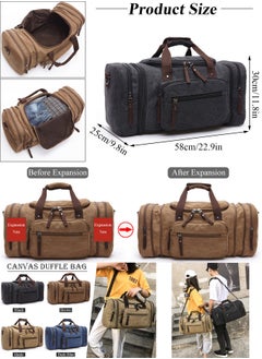 Qiccijoo Qiccijoo Canvas Travel Duffle Bag for Women Men 50L Expandable Gym Bag Flight Approved Carry On Bag Large Business School Weekend Overnight Tote Bags Crossbody Bag Luggage Bag（Black）  - Image 2