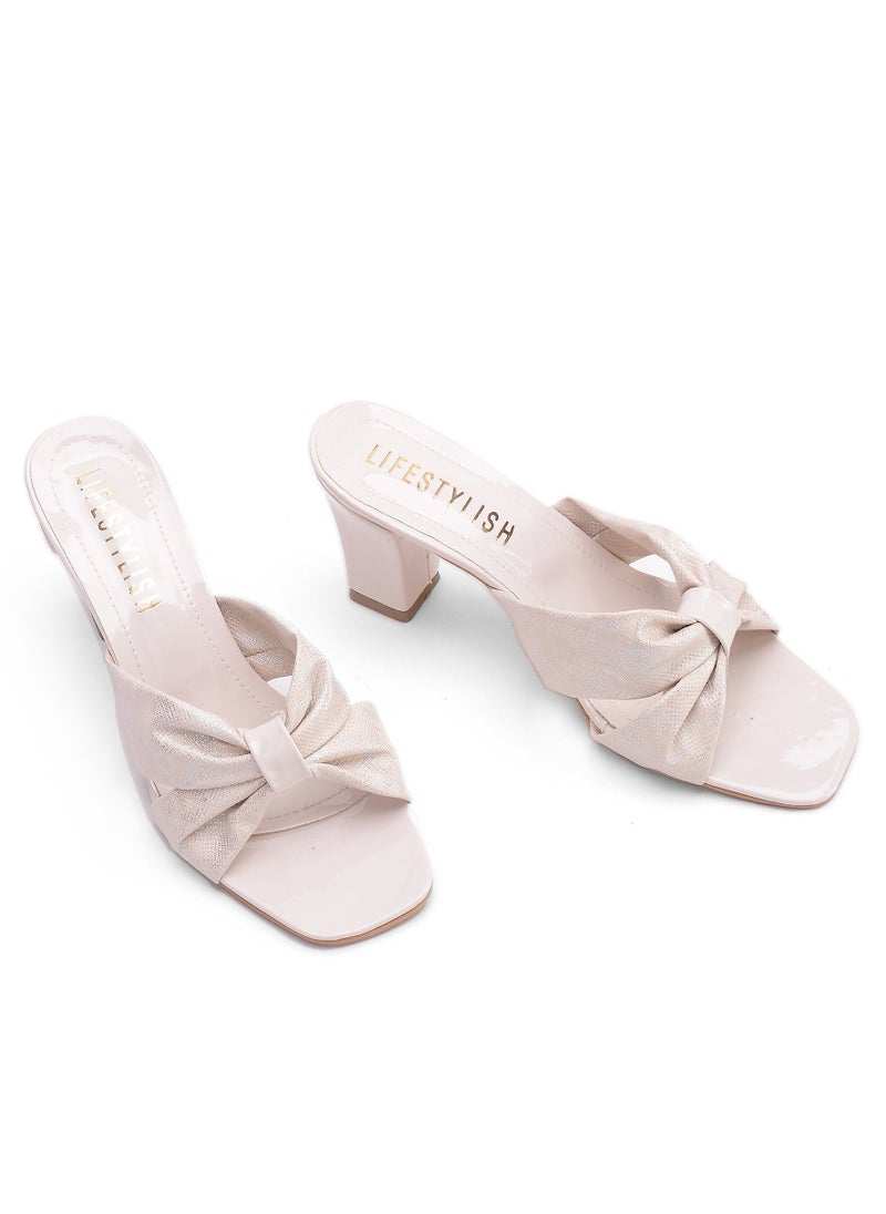 LIFESTYLISH Slipper Bow Heels Leather X-7 - Beige  - Image 2