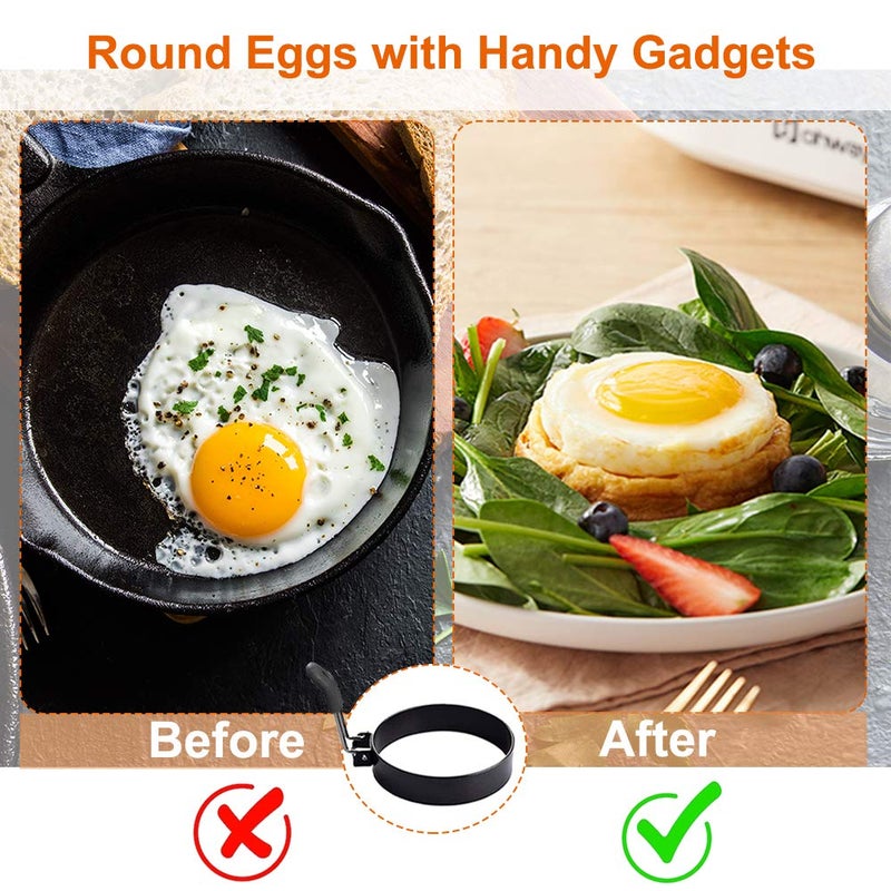 COTEY Large 3.5" Nonstick Egg Rings Set of 4, Round Crumpet Ring Mold Shaper for English Muffins Pancake Cooking Griddle - Portable Grill Accessories for Camping Indoor Breakfast Sandwich Burger - Image 5