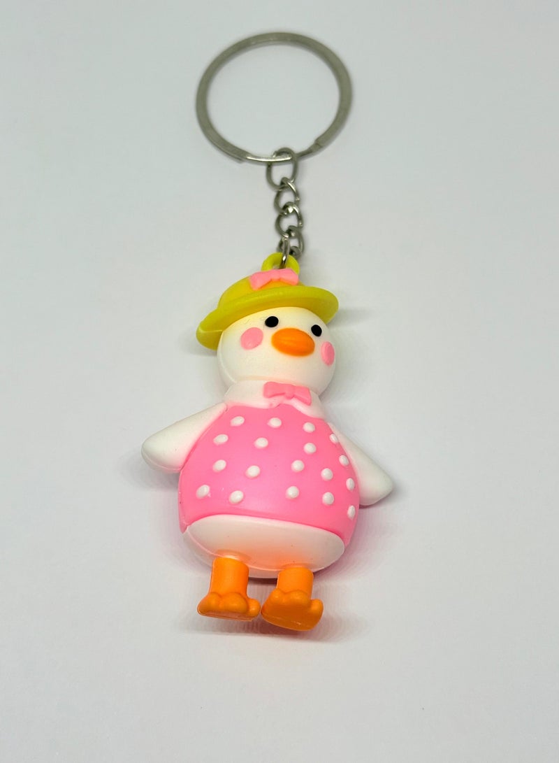 ميدالية مفاتيح كرتونية، ميدالية اطفال، ميدالية مضحكة طريفة، ميدالية للمفاتيح للبنات، تعليقة مفاتيح، تعليقة محفظة و شنطة ، مداليه تعليقه تتناسب مع الشنطة والمحفظة و سلسلة مفاتيح بشخصية كرتونية تناسب هدية لطيفة على شكل بطة بيضاء بلبس وردي جميل . - Image 3