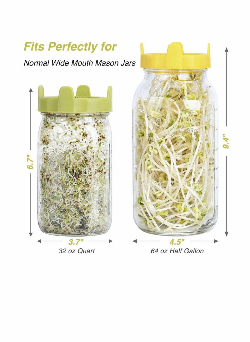 SYOSI Easy Rinse Drain Plastic Sprouting Lids for Wide Mouth Jars, 6 Pack - Image 3
