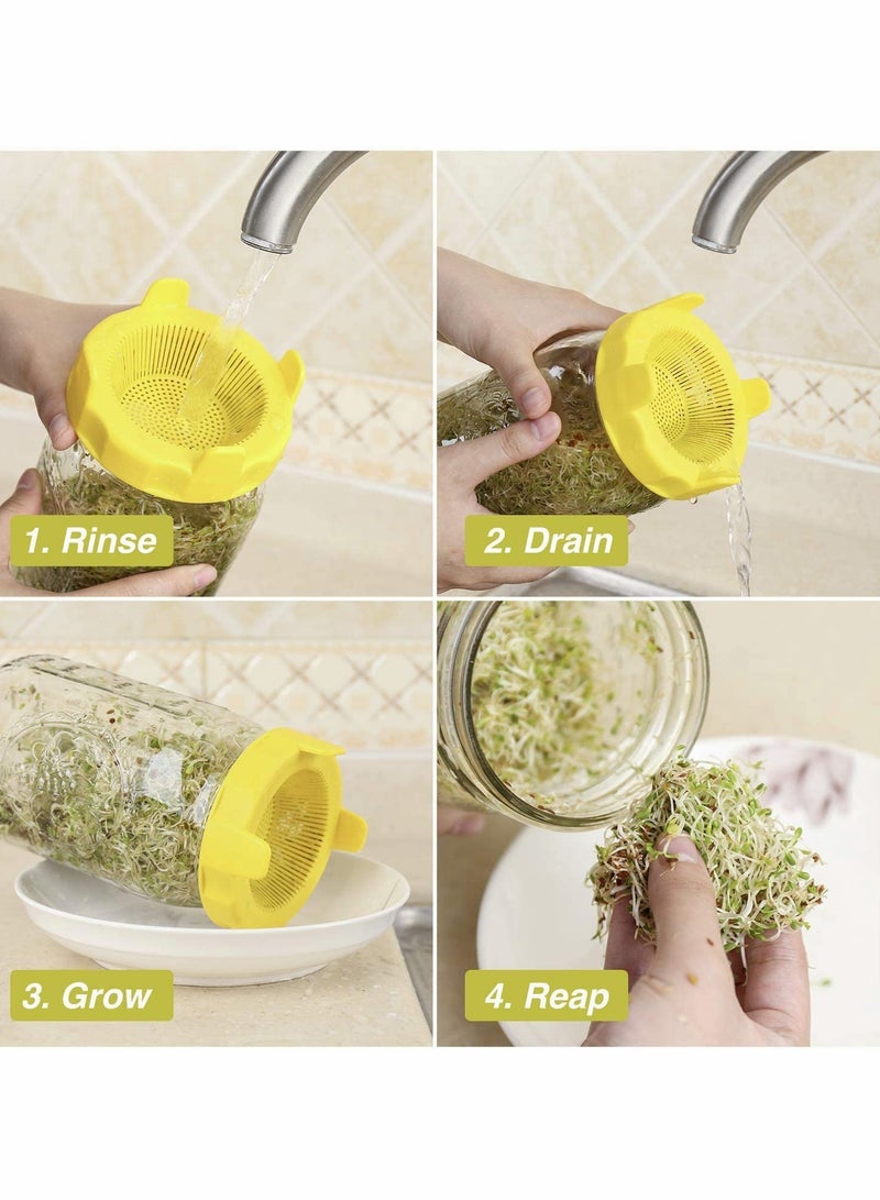 SYOSI Easy Rinse Drain Plastic Sprouting Lids for Wide Mouth Jars, 6 Pack - Image 5