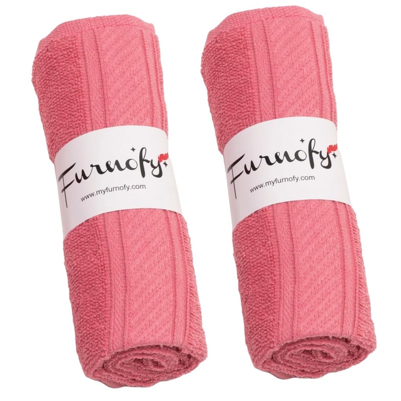 Furnofy 450 GSM Hand Towel Set of 2 Soft Absorbent Quick Dry Towel for Gym Home Kitchen Pool Travel 40x60 cm Pink - Image 1