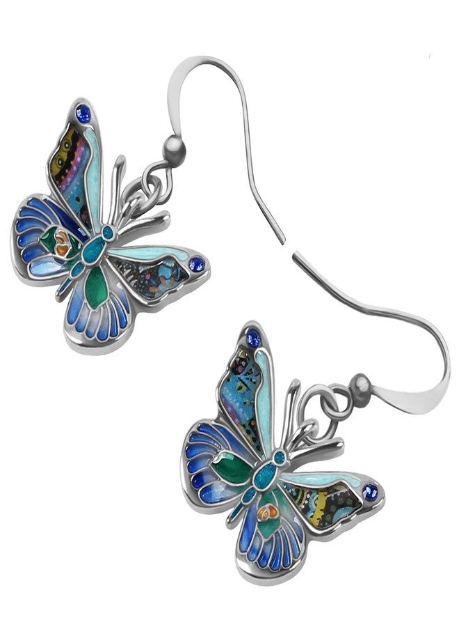 BONSNY Enamel Sweet Butterfly Gifts for Women Earrings Dangle Jewelry Novelty Funny Charms Accessories (Blue) - Image 4