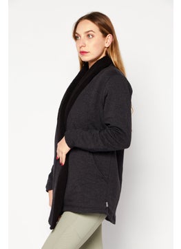 Eddie Bauer Women Long Sleeves Plain Cardigan, Black  - Image 3