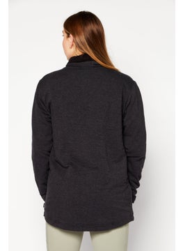 Eddie Bauer Women Long Sleeves Plain Cardigan, Black  - Image 2