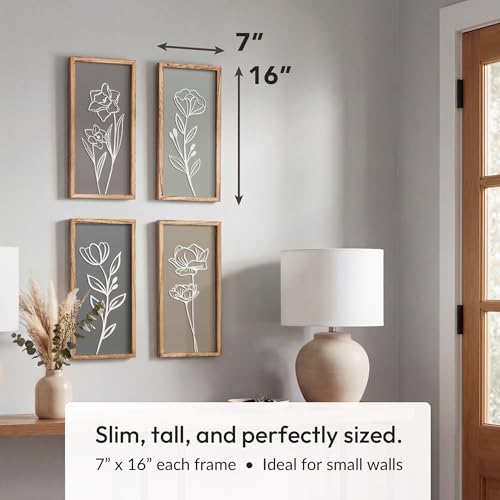 Tide and Tales 3D Wooden Floral Bathroom Wall Decor (Set of 4) Lightweight, Ready-to-Hang Framed Wall Art For Living Room, Bedroom, or Office - Premium Boho Botanical Farmhouse Decorations - Gift-Boxed - Image 3