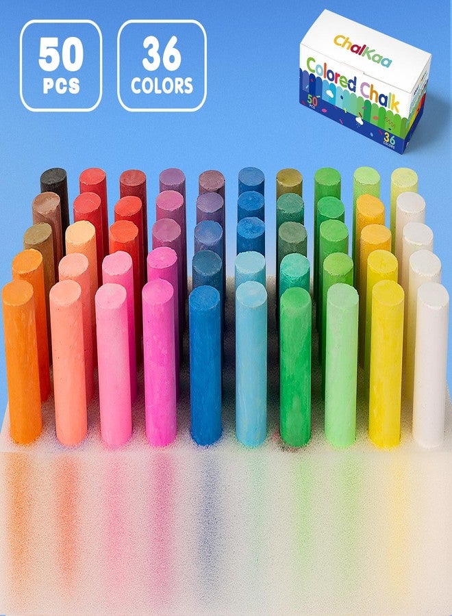 ChalKaa Colored Chalk 36 Colors 50 PCS | Non-Toxic Toddler Chalkboard Chalk for Teachers and Kids | Sponge-Wrapped Creative Drawing & Writing Art Tool - Image 3