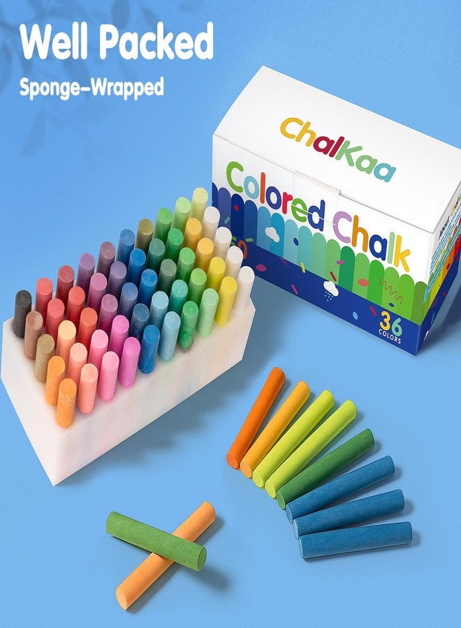 ChalKaa Colored Chalk 36 Colors 50 PCS | Non-Toxic Toddler Chalkboard Chalk for Teachers and Kids | Sponge-Wrapped Creative Drawing & Writing Art Tool - Image 4