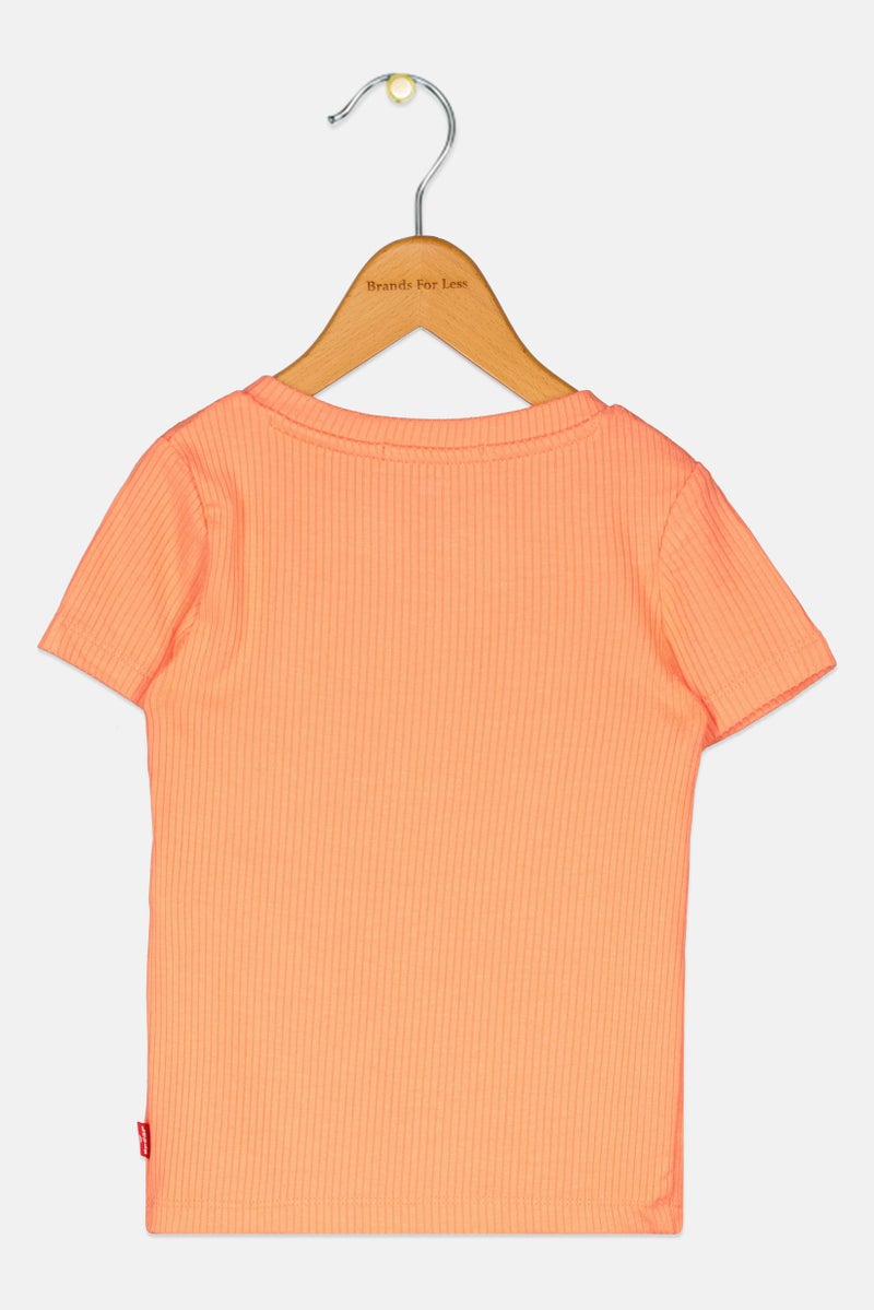 Levi's Toddlers Girl Embroidered Logo Short Sleeve Top, Orange - Image 2