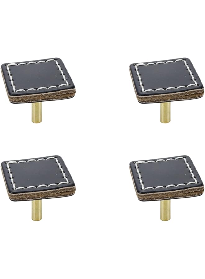 promass Hand-Stitched Leather Design Knob Handle Cabinet Knob Dresser Knob Minimalist Knob Drawer Knob Furniture Handware,Comes with Screws-4pcs(Black)