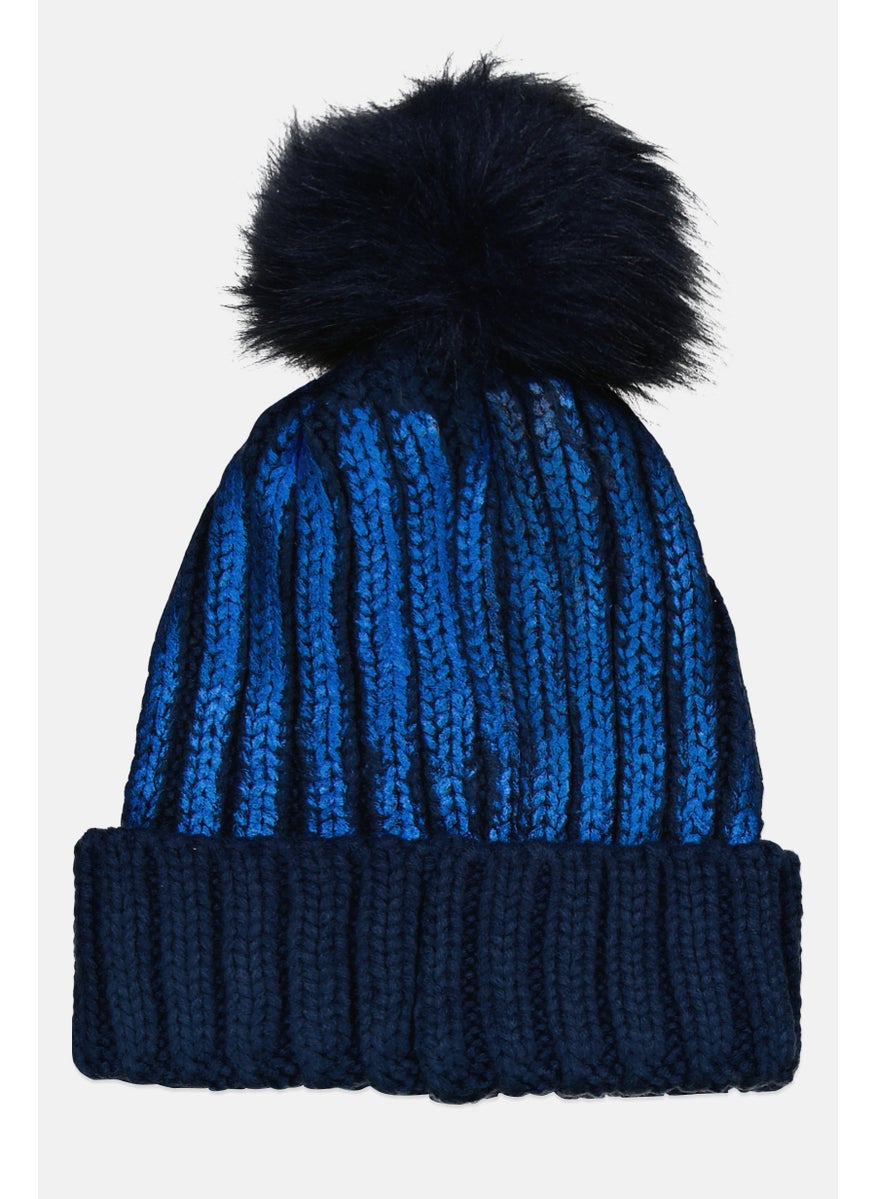 Body Glove Women Textured Pom Pom Beanie, Naby  - Image 2