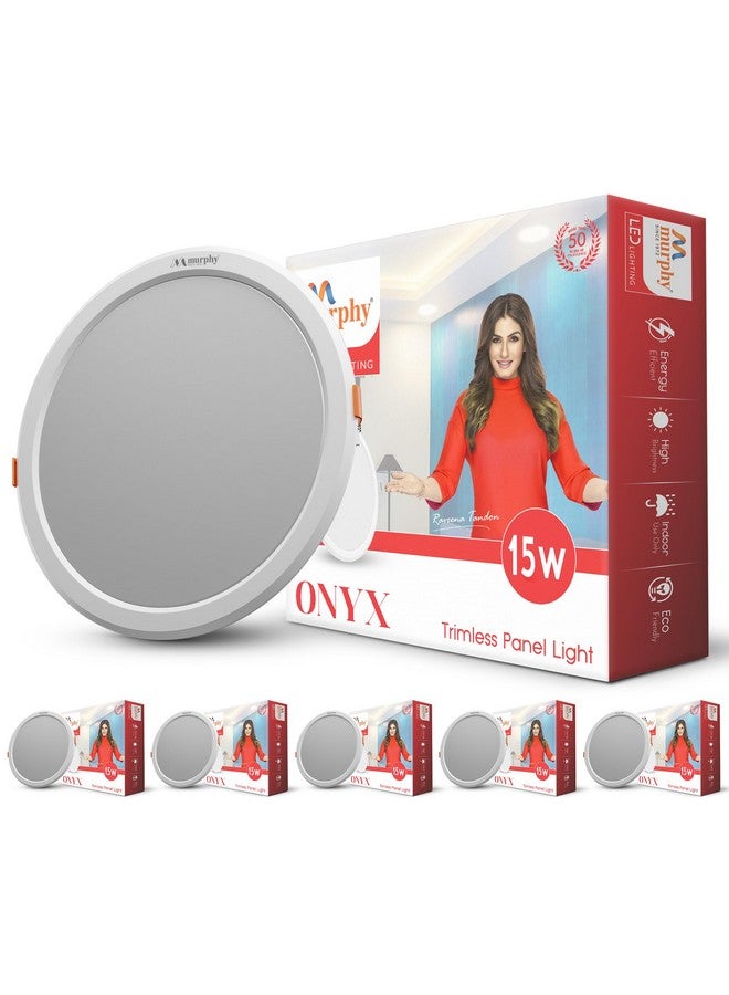 Murphy Trimless Round LED Panel Light - 15W Warm White | Glare-Free, Recessed Ceiling Downlight for Home & Commercial - Pack of 6 - Image 1