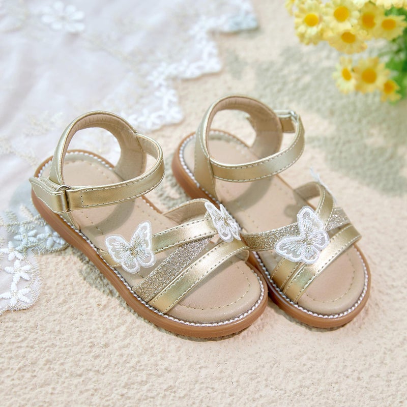 Otter MOMO Toddler/Little Girls Open Toe Summer Gold Sandals Flower Girl Shoes Size 6 - Image 4