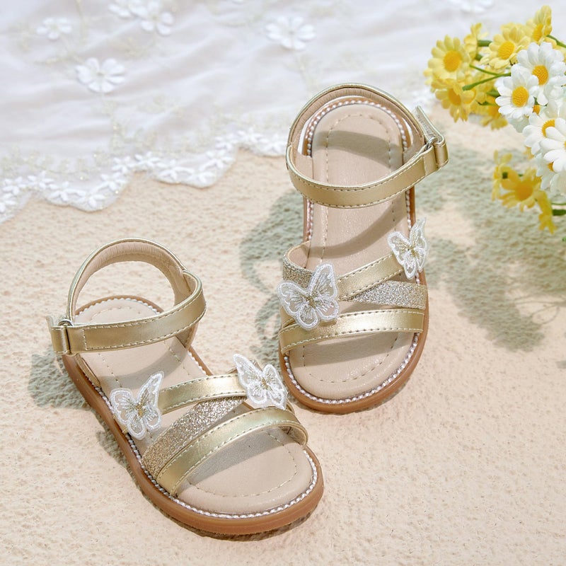 Otter MOMO Toddler/Little Girls Open Toe Summer Gold Sandals Flower Girl Shoes Size 6 - Image 5