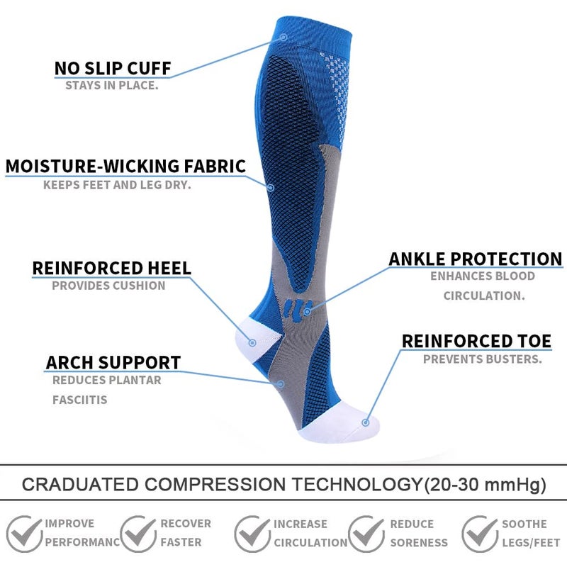 Double Couple 4 Pairs Compression Socks for Men and Women Compression Stockings - Image 4