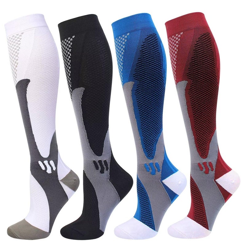 Double Couple 4 Pairs Compression Socks for Men and Women Compression Stockings - Image 1