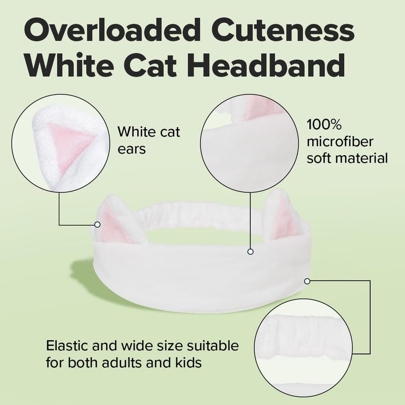 I DEW CARE Face Wash Headband - White Cat | Adorable Design, Perfect for Washing & Cleansing, Makeup and Spa, Bath, Skincare, Quick Dry, Soft & Fuzzy, Non Slip, Reusable, Teen Girls Stuff - Image 5