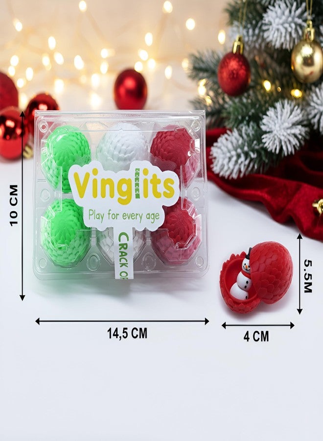Vinglits Mysteryy Eggs - (Christmas Mysteryy Eggs Pack of 6) 3D Printed Animal Fidget Toys – Collectible Fidget Toys – Christmas Theme – Packs of 2, 6 – Fun for Kids & Gifting - Image 3