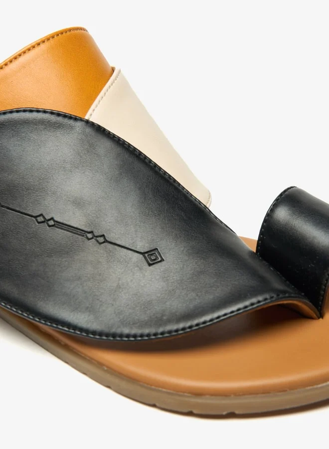 Al Waha Men Colourblock Slip-On Arabic Sandals with Toe Loop Detail