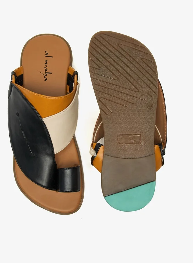 Al Waha Men Colourblock Slip-On Arabic Sandals with Toe Loop Detail