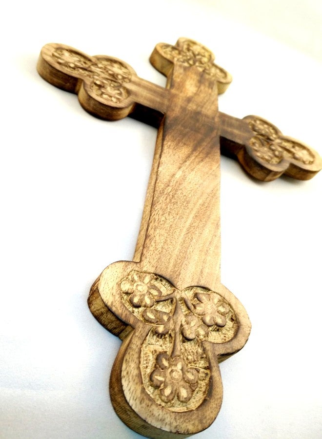 Iconsgr Handmade Christian Greek Orthodox Wood Carved Cross / 1a - Image 2