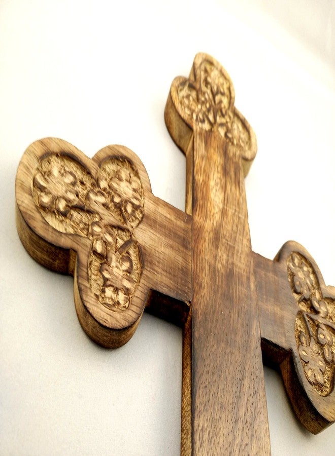 Iconsgr Handmade Christian Greek Orthodox Wood Carved Cross / 1a - Image 3