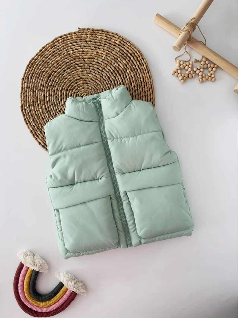 Miniğimin Cicileri My Little One's Cici Soft and Stylish Zippered Unisex Puffer Vest - Aqua Green