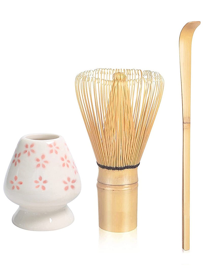Uwals 3-Piece Matcha Green Tea Whisk, Matcha Stirrer Bamboo Spoon with Hook Matcha Brush Placeer Set - Image 1