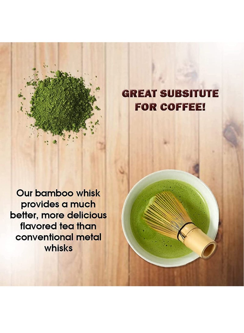 Uwals 3-Piece Matcha Green Tea Whisk, Matcha Stirrer Bamboo Spoon with Hook Matcha Brush Placeer Set - Image 5