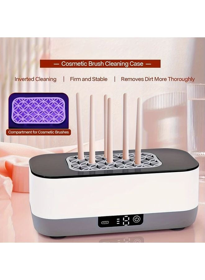 White Portable Ultrasonic Cleaner USB Rechargeable Multi Speed 360 Vibration For Eyeglasses Jewelry Makeup Brushes - Image 4