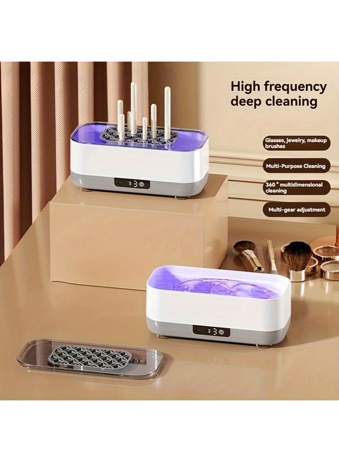 White Portable Ultrasonic Cleaner USB Rechargeable Multi Speed 360 Vibration For Eyeglasses Jewelry Makeup Brushes - Image 3