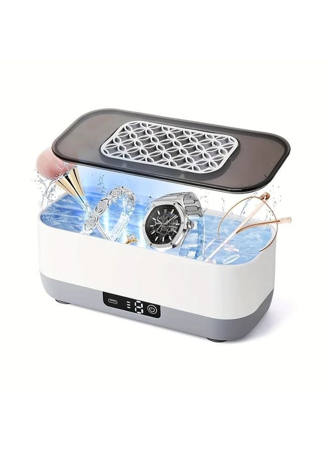 White Portable Ultrasonic Cleaner USB Rechargeable Multi Speed 360 Vibration For Eyeglasses Jewelry Makeup Brushes - Image 1