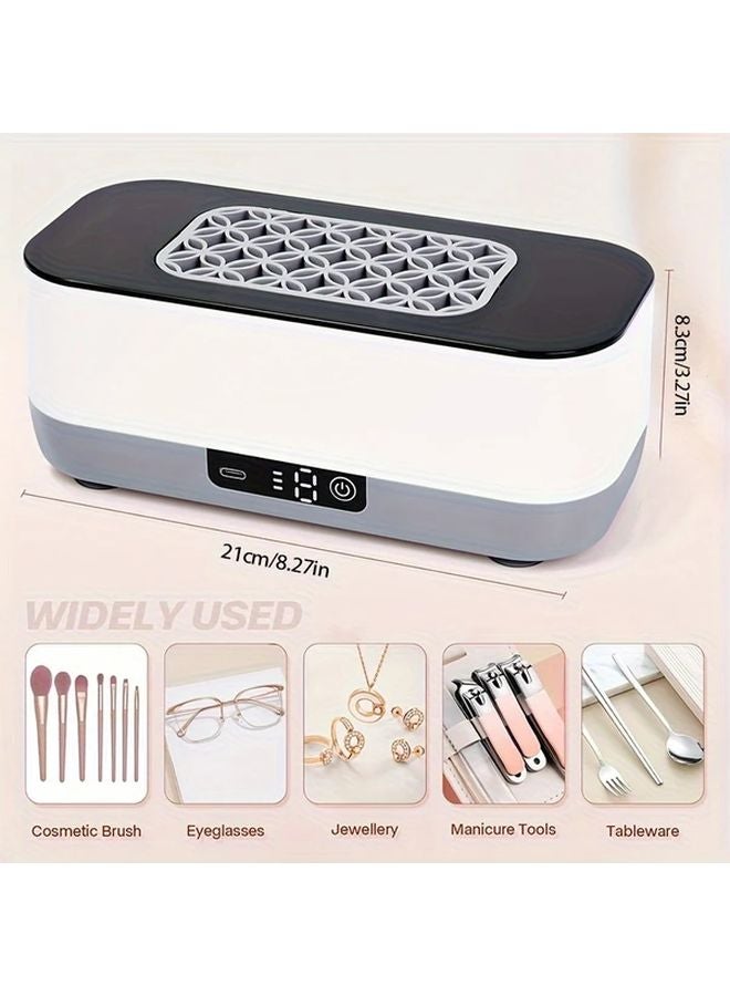 White Portable Ultrasonic Cleaner USB Rechargeable Multi Speed 360 Vibration For Eyeglasses Jewelry Makeup Brushes - Image 5