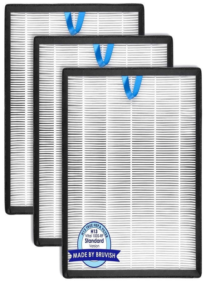 BRUVISH (3 Pack) Vital 100S Replacement Filter Compatible with LEVOIT Vital 100S-P Air Purifier, LAP-V102S-KUS, LAP-V102S-WUS, H13 True HEPA Filter, 3-in-1 Activated Carbon Filters, Replace #Vital 100S-RF - Image 1