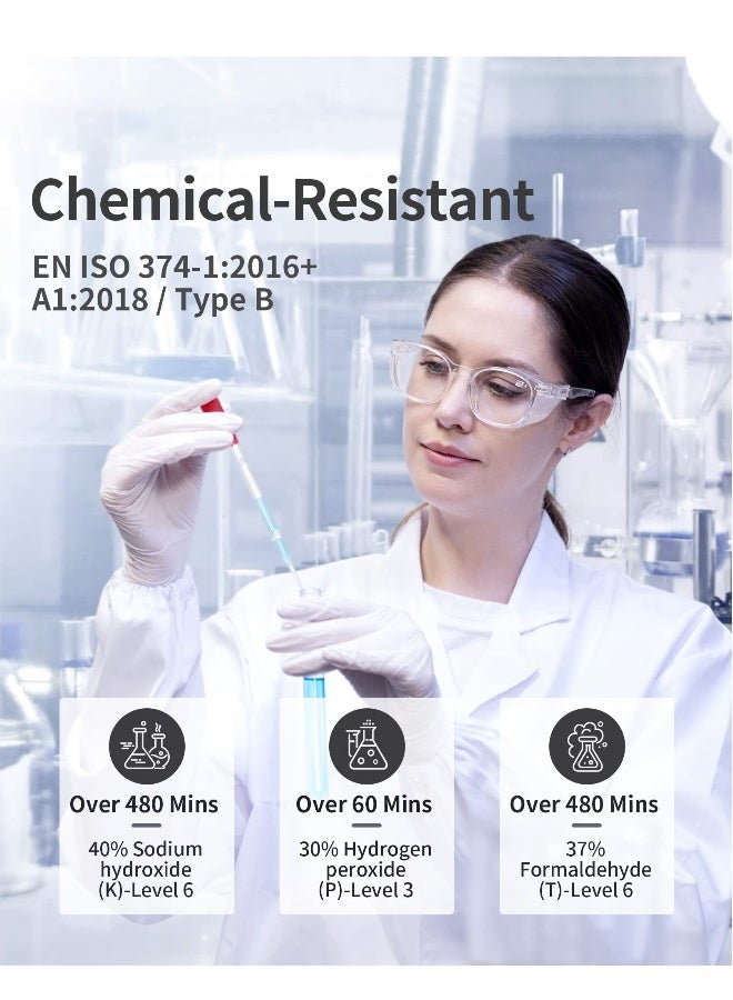 Disposable Nitrile Gloves, Latex-Free, Fully Textured, Extra Thick & Strong, Food Safe for Cooking, Tattooing, Painting, Automotive & Mechanics, Large Size (White) - Image 3