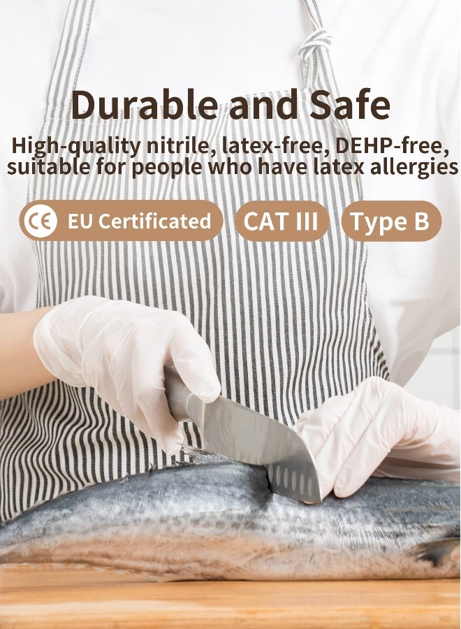 Disposable Nitrile Gloves, Latex-Free, Fully Textured, Extra Thick & Strong, Food Safe for Cooking, Tattooing, Painting, Automotive & Mechanics, Large Size (White) - Image 2