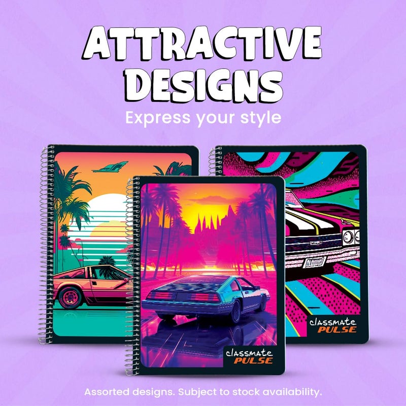 classmate دفتر ملاحظات حلزوني فردي - عبوة من 1 | خط واحد | 200 صفحة | 24.0 سم × 18.0 سم | تصاميم غلاف جذابة | غلاف ناعم | دفاتر للطلاب الجامعيين (قد يختلف الغلاف حسب التوفر) - Image 3