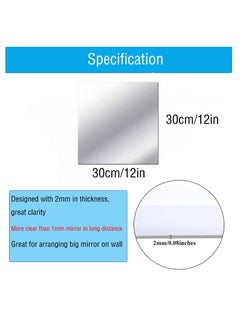 RATSAW 4 Pack Self Adhesive Large Acrylic Mirrors Sheets 30 x 30cm Flexible Acrylic Wall Mirror Tiles Non Glass Mirror High Clear Mirrors for Bathroom Bedroom Door 2mm Thickened  - Image 2