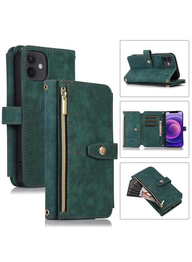 Zaboon Case For iPhone 12 Dream 9-Card Wallet Zipper Bag Leather Phone Case - Image 1