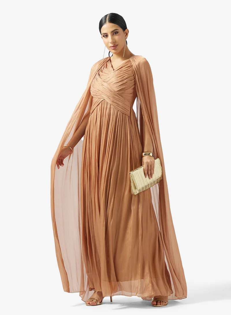 Golden Apple  Pleated Chiffon Dress for Women | Best Price UAE