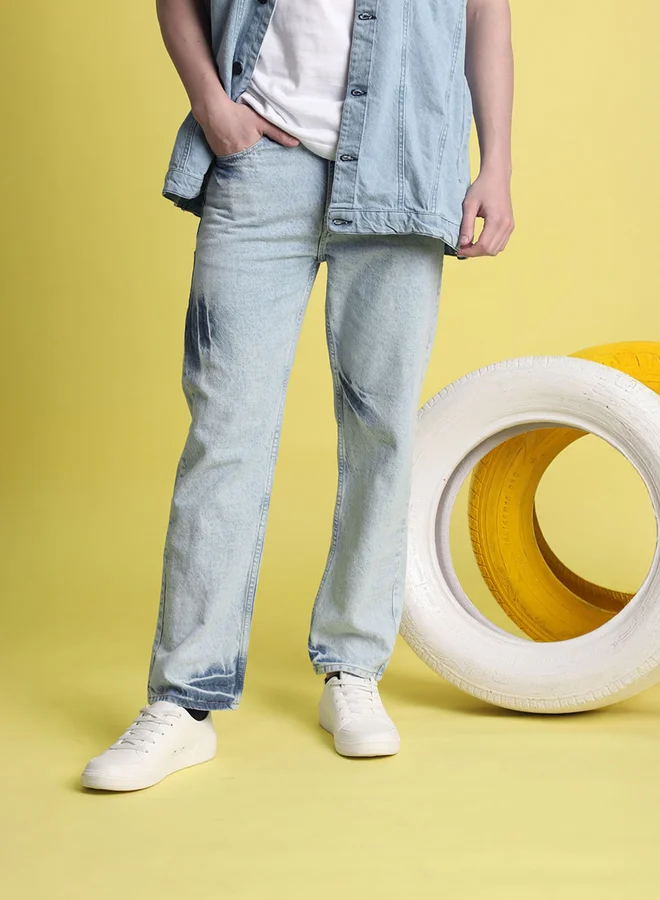 Styli Men Relaxed High Faded Jeans By Bene Kleed