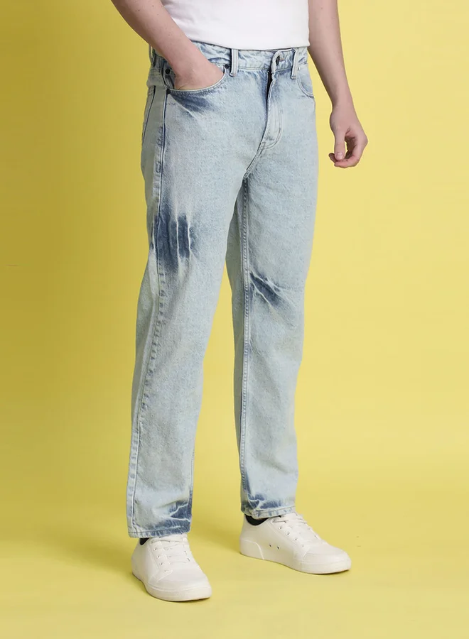 Styli Men Relaxed High Faded Jeans By Bene Kleed
