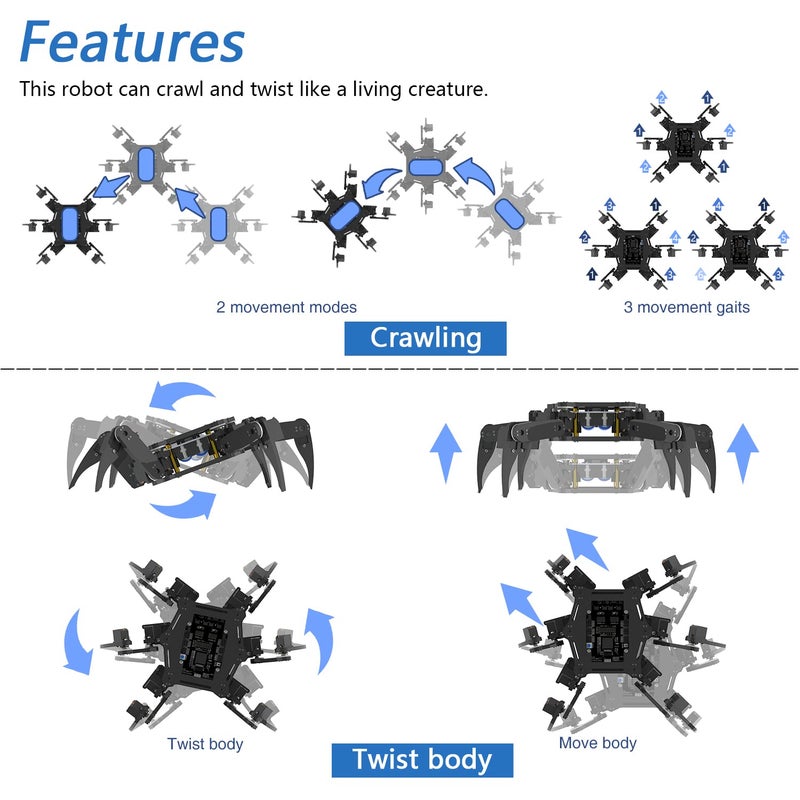 FREENOVE Hexapod Robot Kit with Remote (Compatible with Arduino IDE), Walking Crawling Twisting, App Remote Control, Servo STEM Project - Image 3