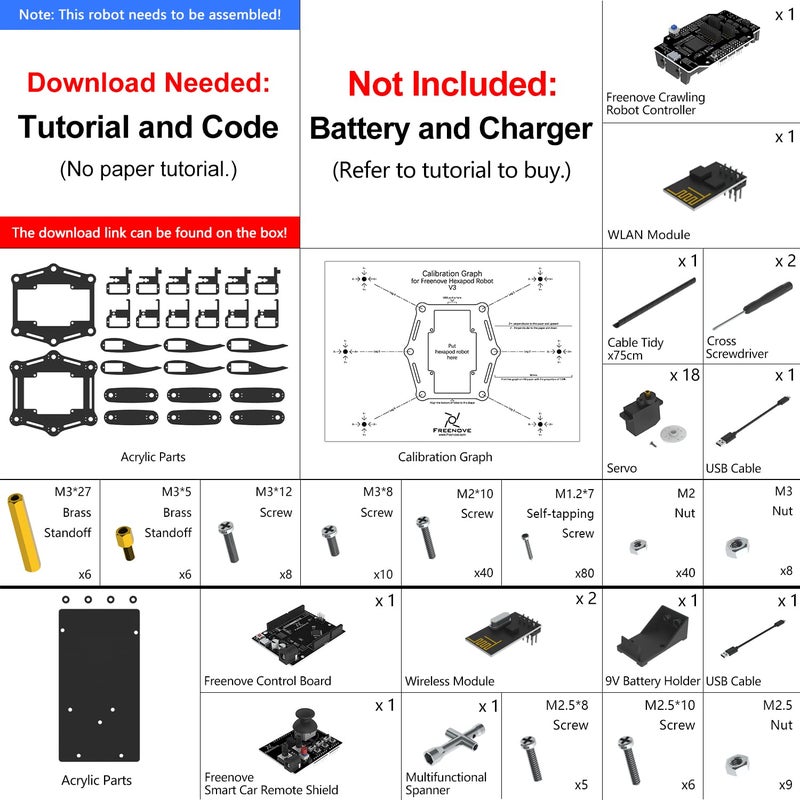 FREENOVE Hexapod Robot Kit with Remote (Compatible with Arduino IDE), Walking Crawling Twisting, App Remote Control, Servo STEM Project - Image 2