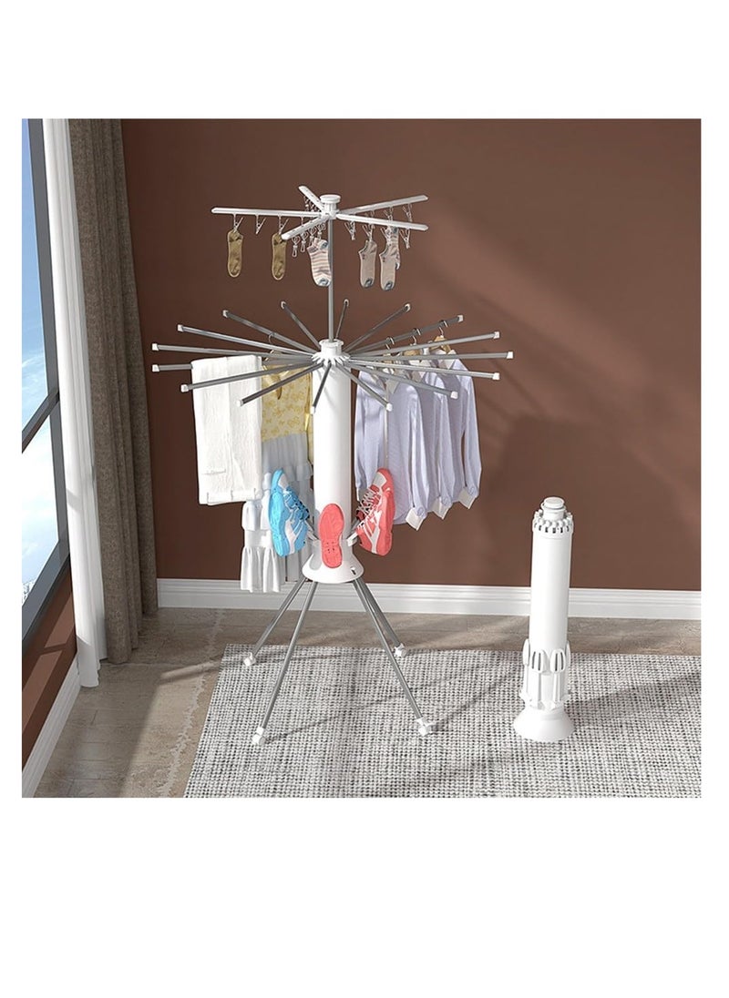 MOCOM Heavy-Duty Folding Clothes Drying Rack with Stand – 360° Rotating Umbrella Design, No-Installation, Indoor & Outdoor Use, Space-Saving Laundry Organizer for Home, Balcony, Camping – White (125 x 112 x 121 cm, 40kg Load Capacity)  - Image 5